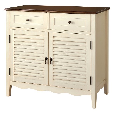 Tawnya Country Style 2 Drawer Cabinet Vintage White Sun Pine