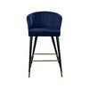 Meridian Furniture,Cassie Navy Velvet Stool, Set of 2 - 3 of 4