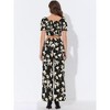 Allegra K Women's Beach Outfit Ruffle Smocked Crop Tops and Tie Waist Floral Pants Set - 4 of 4