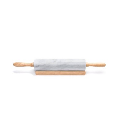 2pc Marble Rolling Pin and Base with Wood Handles - Fox Run