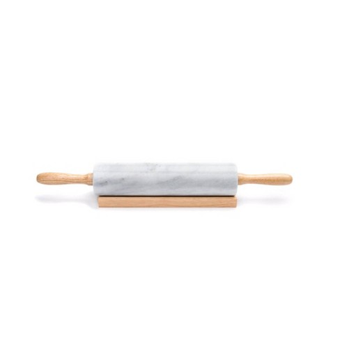 Marble Stone Rolling Pin with Wood Handles and Base Baking Roller