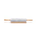 2pc Marble Rolling Pin and Base with Wood Handles - Fox Run