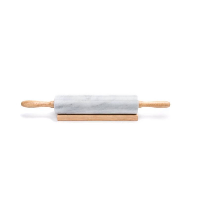 2pc Marble Rolling Pin and Base with Wood Handles - Fox Run, 1 of 8