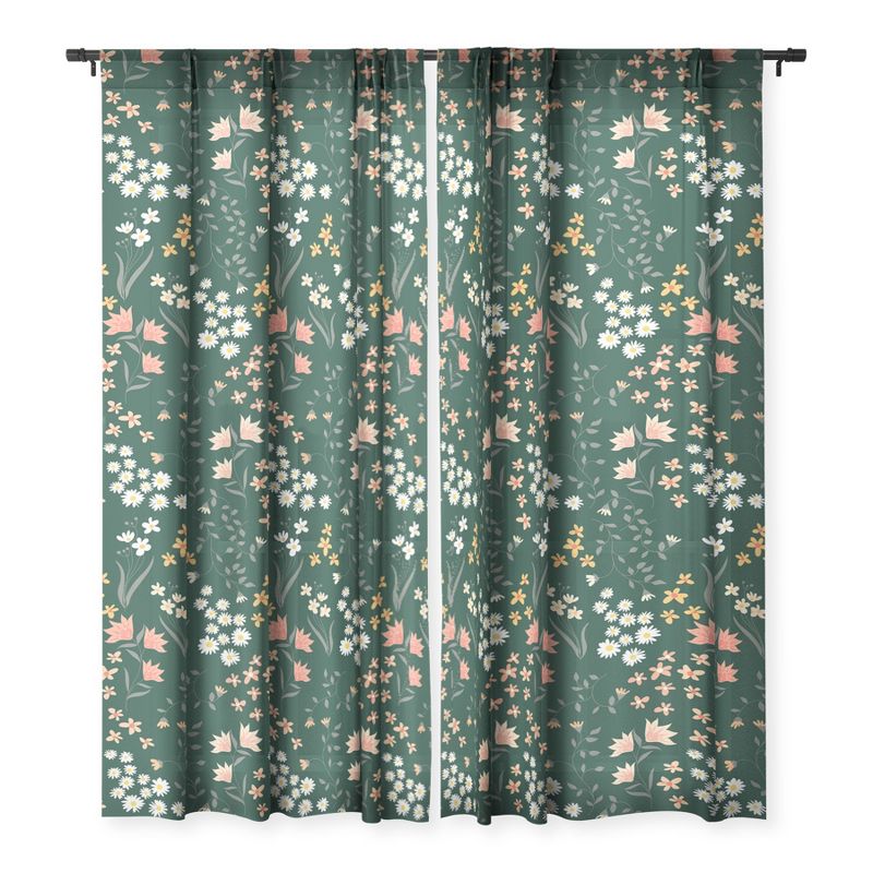 Emanuela Carratoni Meadow Flowers Theme Single Panel Sheer Window Curtain - Deny Designs, 3 of 7