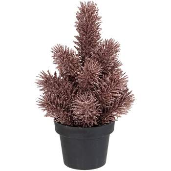 Northlight 8.5" Rose Gold Potted Glittered Artificial Pine Christmas Tree - Unlit