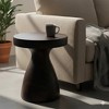 LeisureMod Wisp 16" Round Side Table - Fiberstone Hourglass Pedestal Design, Painted Finish Indoor & Outdoor Accent Table for Living Room and Patio - 3 of 4