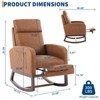 Rocking Nursery Chair with Foot Rest, Upholstered Rocking Chairs for Mom Nursery, Recliner Armchair with High Backrest & Wood Base and Side Pocket - 3 of 4