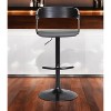 HomeRoots Gray and Black Faux Leather with Metal Swivel Adjustable Height Bar Chair - 2 of 4