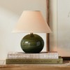 Plum & Post Charlie Mini Lamp - Green Crackle Glaze - Linen Shade  - 10" - 2 of 2