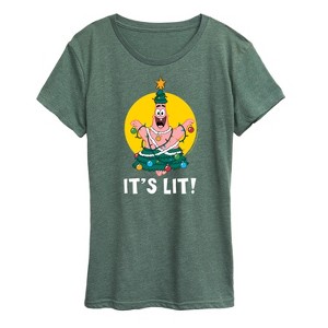 Women's - SpongeBob SquarePants - Patrick It's Lit Short Sleeve Graphic T-Shirt - 1 of 4