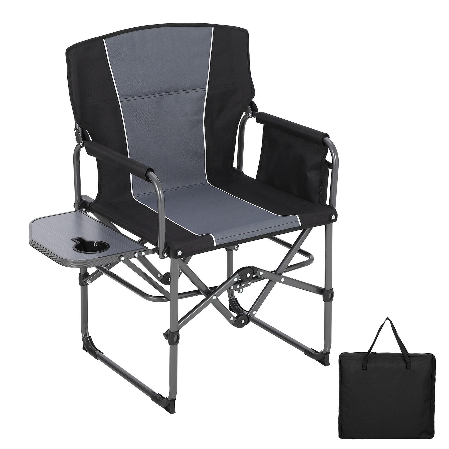 1Pc Aluminum Iron Director Chair with Side Pockets, Foldable Backrest, Outdoor Use, Portable, Durable