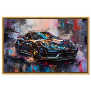 Art Remedy Porsche's Vibrant Lux Car Paintings Framed - 1 of 4