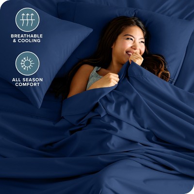 Twin XL Dark Blue Microfiber Deep Pocket Sheet Set