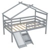 YOOCOZZ Twin Size House Roof Design Low Loft Bed with Slide and Safety Guardrails - 3 of 4