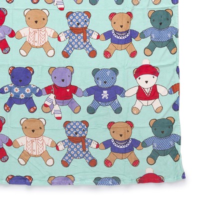 Full Size Multicolor Fleece Teddy Bear Throw Blanket