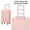NAYSAYE Luggage Sets 3Piece Set 20Inch 24Inch 28Inch ABS Spinner Wheel Suitcase with Combination Lock for Travel, Pink, 19.3"*11.4"*29.5" - 4 of 4