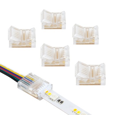 Armacost Lighting SureLock Pro 6 Pin RGB+WW LED Strip Light Tape to Wire Connector 6pk Light Accessory