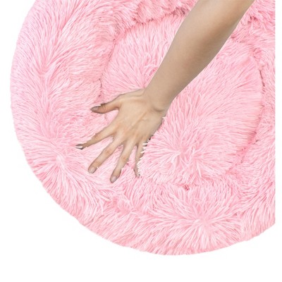 Small Pink Faux Fur Round Donut Pet Bed