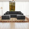 104.3"70.8" Plush Corduroy 3-Piece Modular Sectional Sofa with No Assembly Required and Comfortable Chaise Lounge - 4 of 4