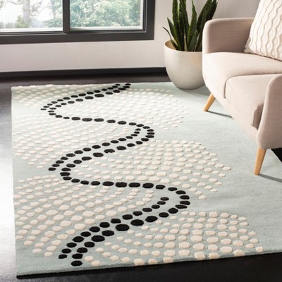 Grey and Ivory Hand-Tufted Wool and Viscose Area Rug