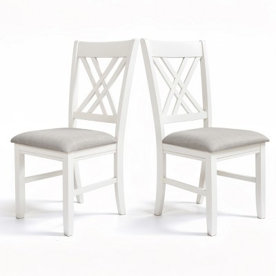 Subrtex Solid Wood dining Chair Cross Back Upholstered Side Chair (Set of 2)