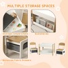 Lirago Kids Wood Table and 2 Chairs Set Children Activity Table Toddler Furniture Set with Reversible Blackboard Storage and Bookshelves Brown - 4 of 4