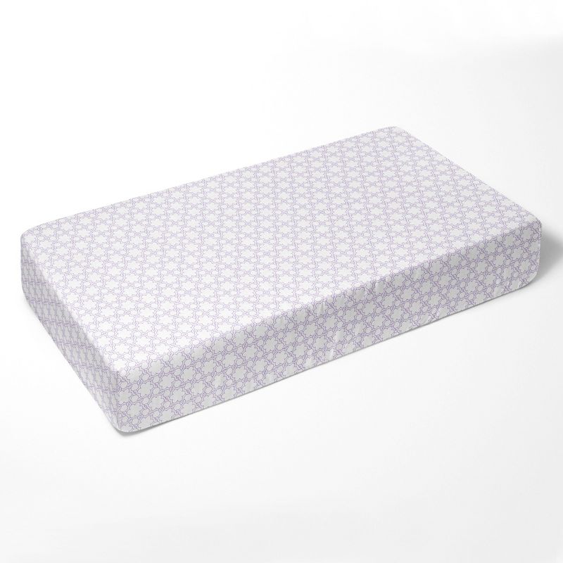 Bacati - Floret Purple Muslin 3 pc Toddler Bed Sheet Set 100 percent cotton, 4 of 7