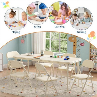 Kids Folding Table and Chairs Set, Toddlers Children's Activity Table and Chairs Set for Dining Room,Daycare,Classrooms