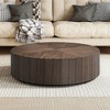 Okak Modern 35.4" Round Wood Coffee Table, Sturdy Base Drum Center Table, No Need Assembly for Living Room Apartment - 2 of 4