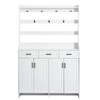 SKRAN 51.2''Minimalist Four-Door Shoe Cabinet with Coat Rack, Spacious Top,3 Drawers, 8 Shelves, Metal hooks and handles for Hallway, Entryway - 4 of 4