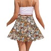 Women's Boho Chiffon Mini Skirt - Summer Tiered A-Line with Pleated Flowy Hem Coffee Floral - 4 of 4