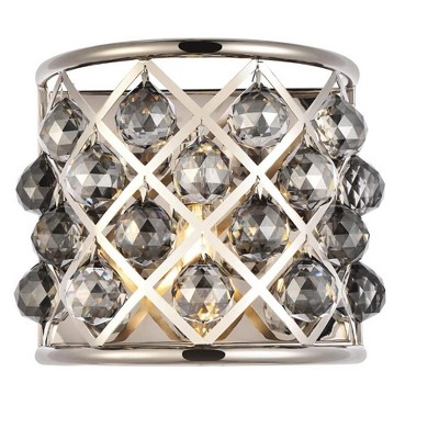 Elegant Lighting Madison 1 light Polished Nickel Wall Sconce Silver Shade (Grey) Royal Cut Crystal