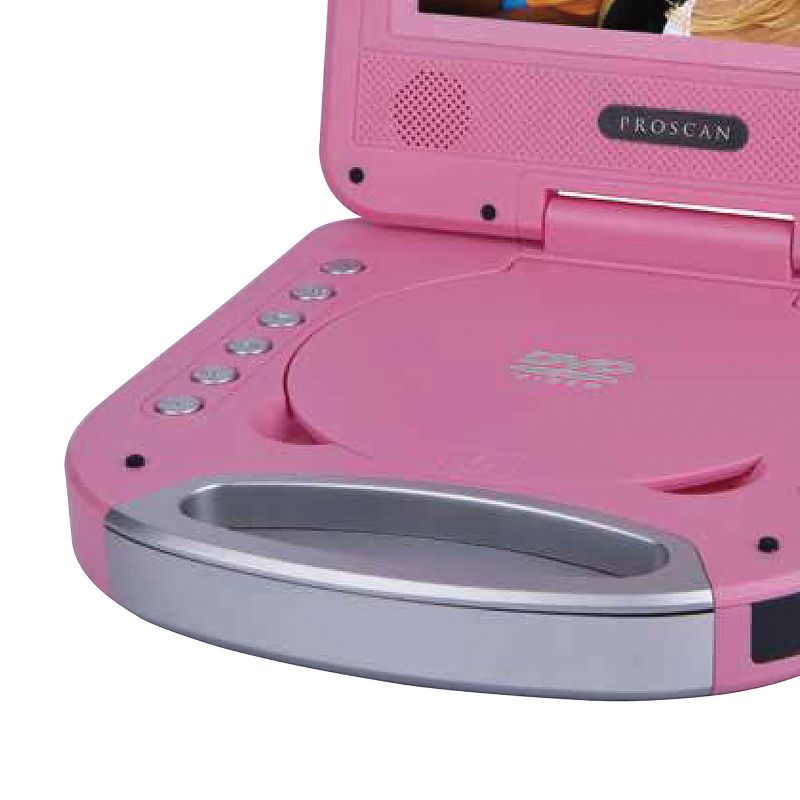Proscan® 7-In. Portable DVD Player with Earphones, Remote, and Integrated Handle, Pink, PDVD7049, 3 of 5