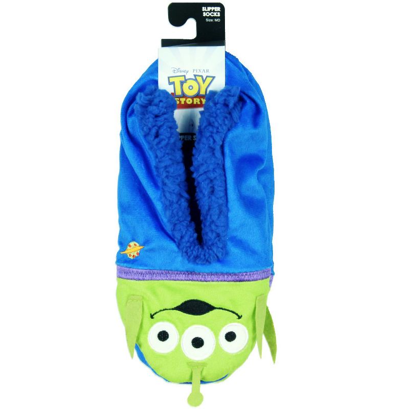 Disney Toy Story Aliens Little Green Men Slipper Socks No-Slip Sole, 4 of 5
