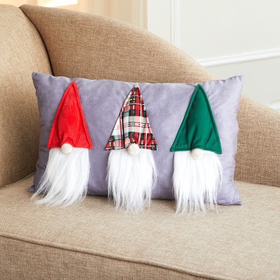 Lakeside Fuzzy Beards and Cute Hats Gnome Throw Pillow - Holiday Bedroom Accent