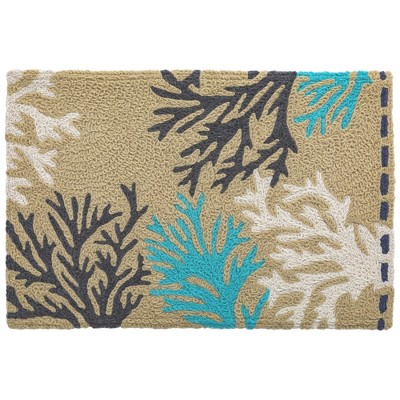 Jellybean Tri Color Coral Doormat – Coastal Indoor/Outdoor Mat with Coral Reef Design, Machine Washable, Eco-Friendly, 20" x 30"