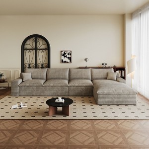 MAYEERTY 135" Modular Sofa Camel - 135", Corduroy, Double-Layer, Detachable Cushions, No Assembly, for Spacious Room - 1 of 4