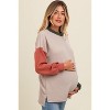 Pinkblush Cream Ribbed Colorblock Maternity Side Slit Top - 3 of 4