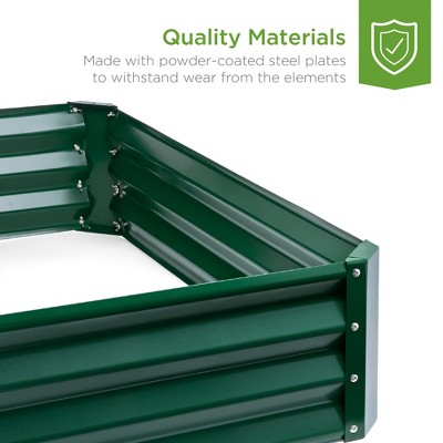 Dark Green Outdoor Steel Raised Garden Bed Planter Box
