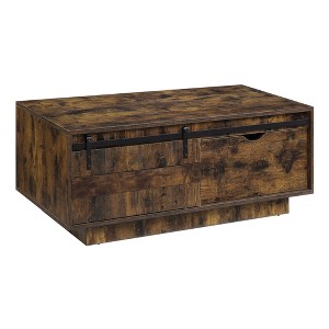 47.5" Rustic Coffee Table with Sliding Barn Door and Storage Drawer for Living Room - 1 of 4