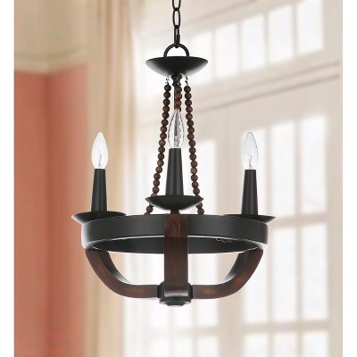 Lucero Black Adjustable Wood and Metal Chandelier