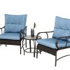 Outdoor 3 Pcs Furniture Set, Wicker Furniture Sets with Rattan Chair and Coffee Table, Sofas with Steel Frame and PE Cushions-Coolbibila - 2 of 4