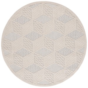 Milos MLO114 Power Loomed Indoor/Outdoor Area Rug - Ivory - 6'7" Round- Safavieh - 1 of 4