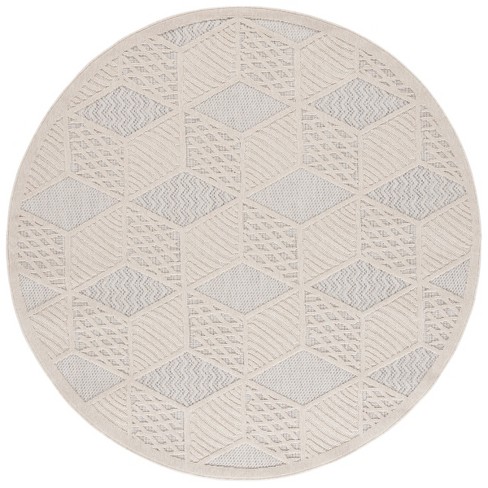 Milos MLO114 Power Loomed Indoor/Outdoor Area Rug - Ivory - 6'7" Round- Safavieh - image 1 of 4