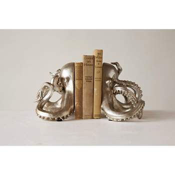 Resin Octopus Bookends - Silver - Storied Home