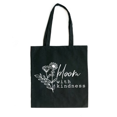 City Creek Prints Bloom With Kindness Wildflower Canvas Tote Bag - 15x16 - Black