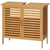 kleankin Bamboo Under Sink Cabinet with 2 Slatted Doors, Freestanding Bathroom Sink Cabinet Space Saver Bathroom Organizer, Natural - 4 of 4