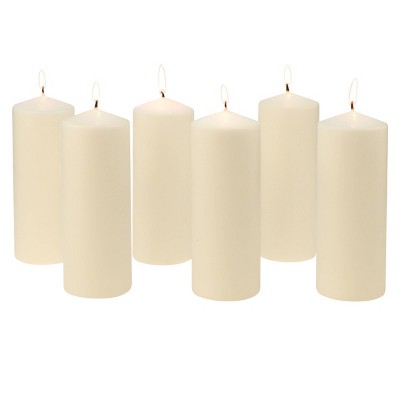 Ivory Unscented Pillar Candles, 3x8 Inch, 6-Pack