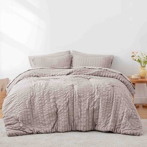 BAGOKIE 7 Pieces Seersucker California Bed in a Bag Comforter Set - 1 of 4