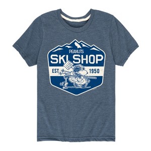 Boys' - Peanuts - Snoopy and Woodstock Ski Shop Short Sleeve Graphic T-Shirt - 1 of 4